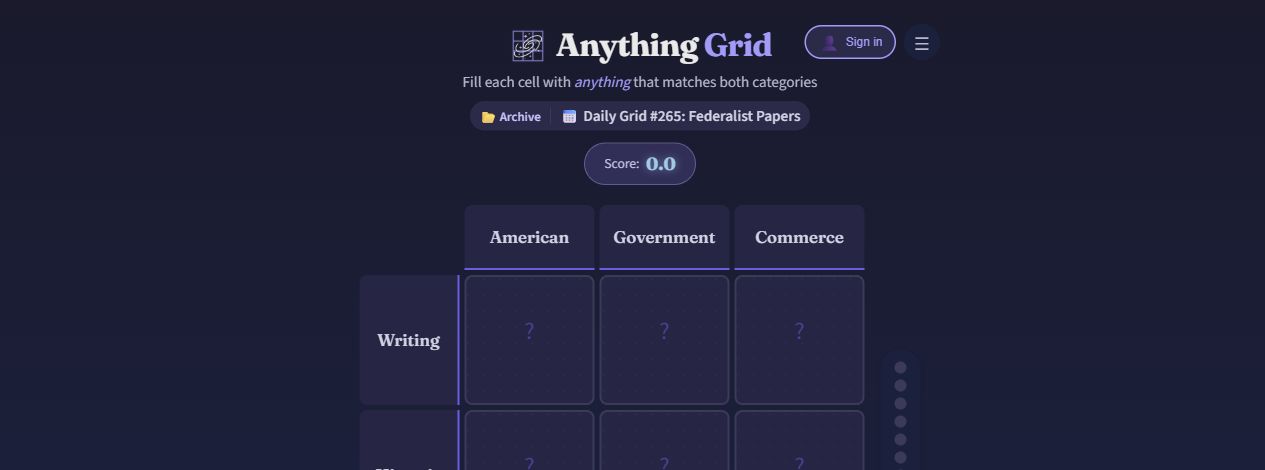 Anything Grid game screenshot