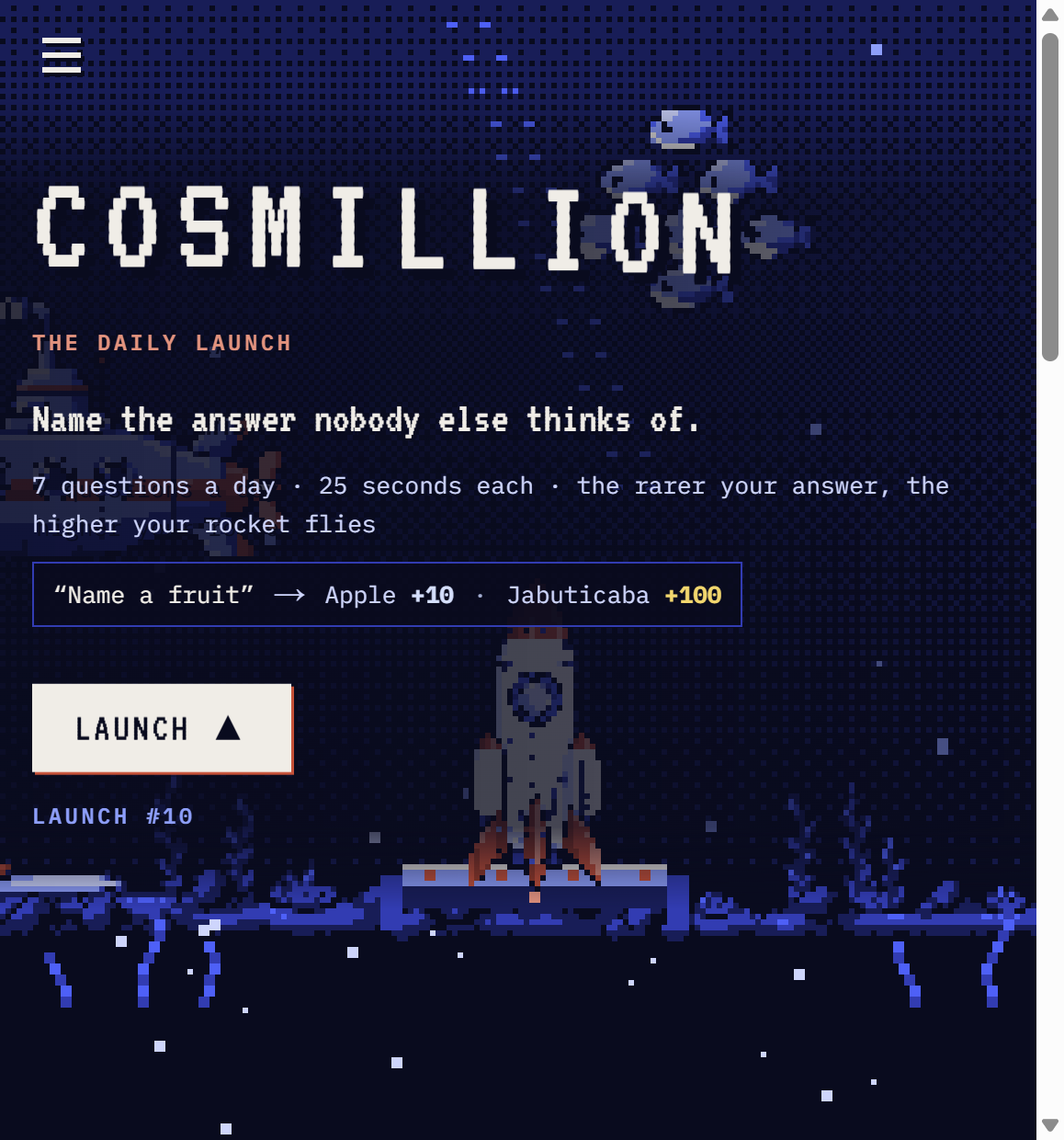 Cosmillion game screenshot