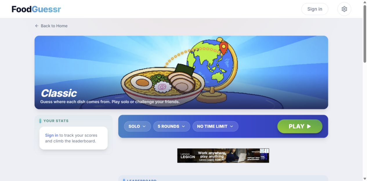 FoodGuessr game screenshot