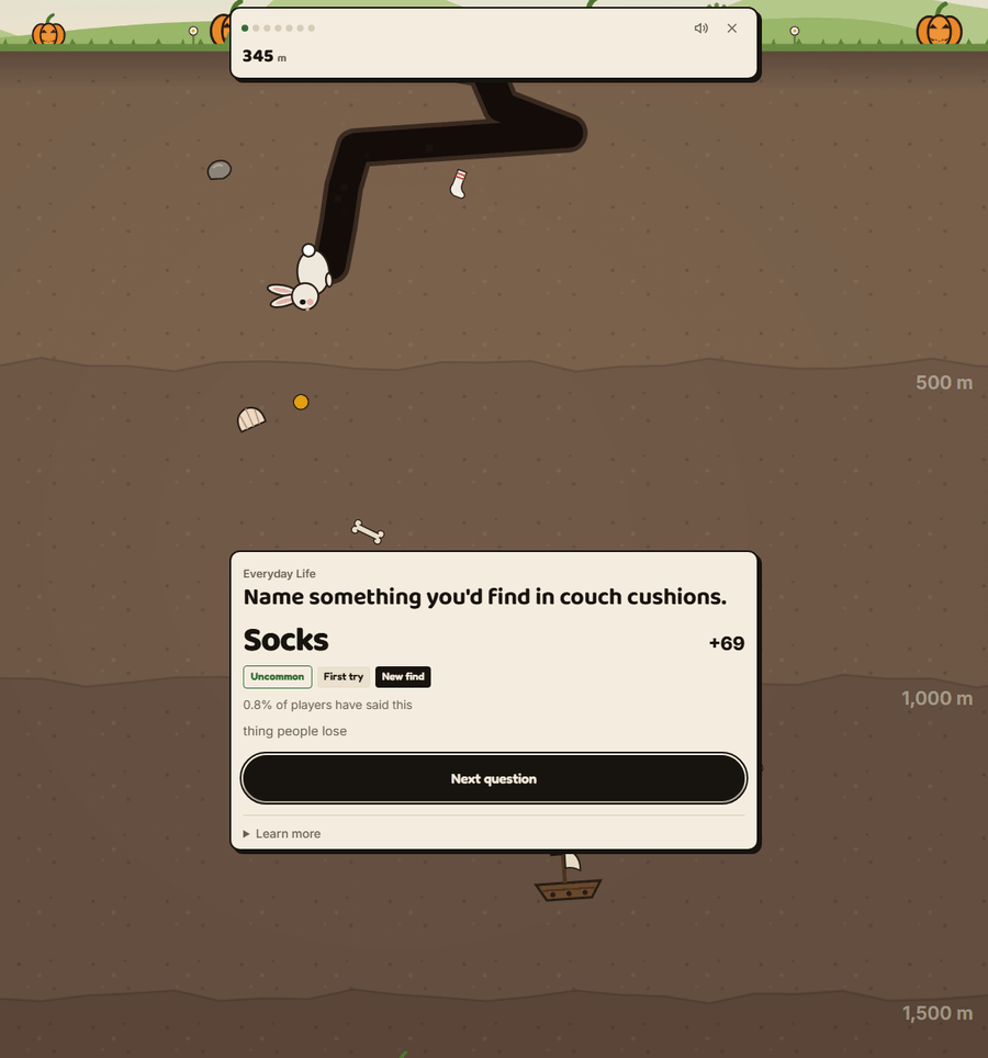 Hopdown: Answering a prompt while the tunnel goes deeper