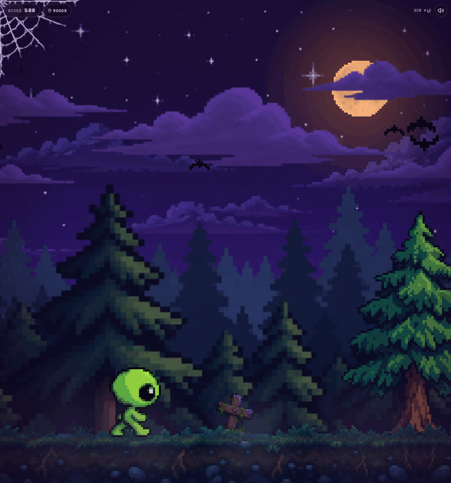 STRANDED: The alien walking through the woods after a rare answer