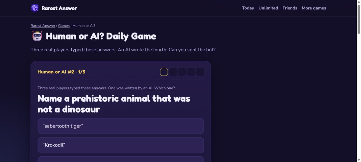 Human or AI? game screenshot