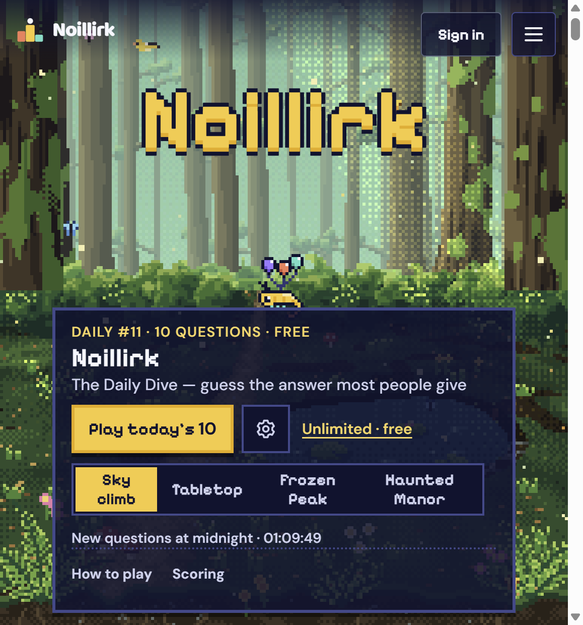 Noillirk: The menu: four stages and a daily counter