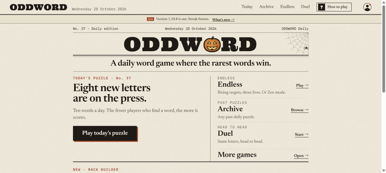 Oddword game screenshot